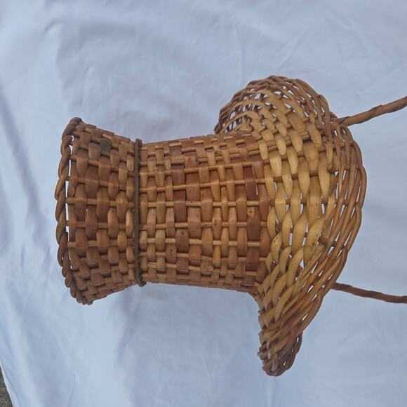 Vintage Rattan Wicker Floor Vase Basket Handles 24" x 11" Pot Planter Portugal - Picture 4 of 16